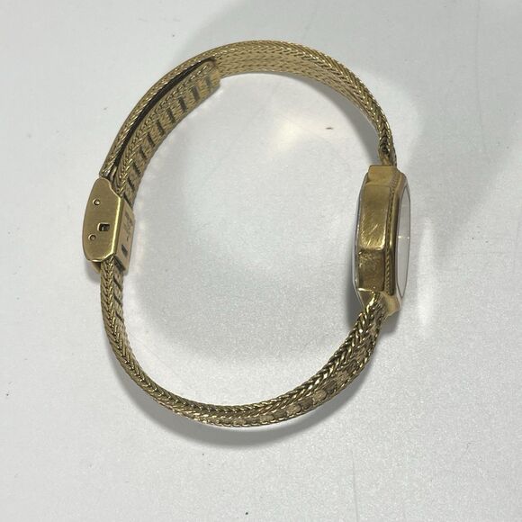 Vintage Elgin Women’s Diamond Quartz Watch Gold-Tone Woven Band - Not Running - Picture 2 of 9